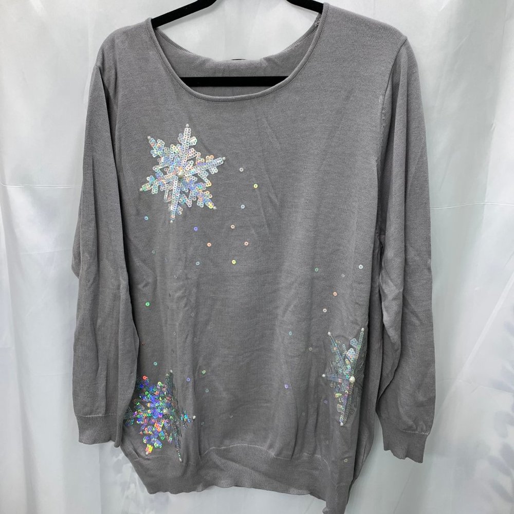 Plus Size Sequin Snowflake Sweater